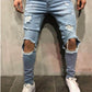 Slim Hip-hop Knee Holes Wash Paint Dot Design  - Jeans