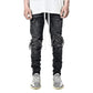 Slim Hip-hop Knee Holes Wash Paint Dot Design  - Jeans