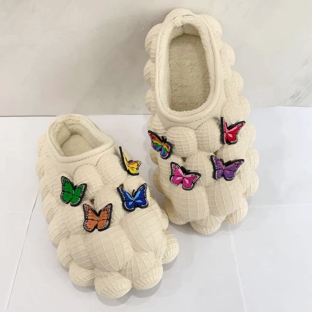 Furry Bubble Slides for Men /Women With Charms