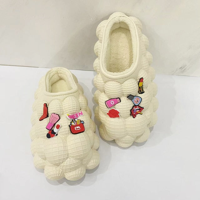 Furry Bubble Slides for Men /Women With Charms