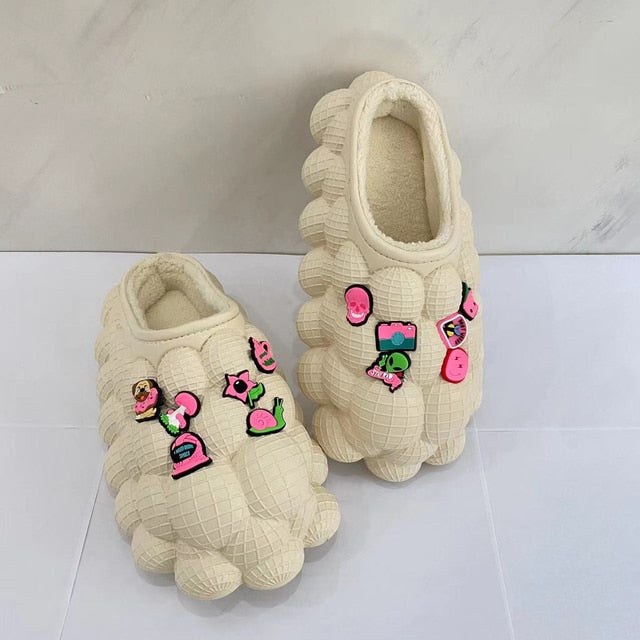 Furry Bubble Slides for Men /Women With Charms