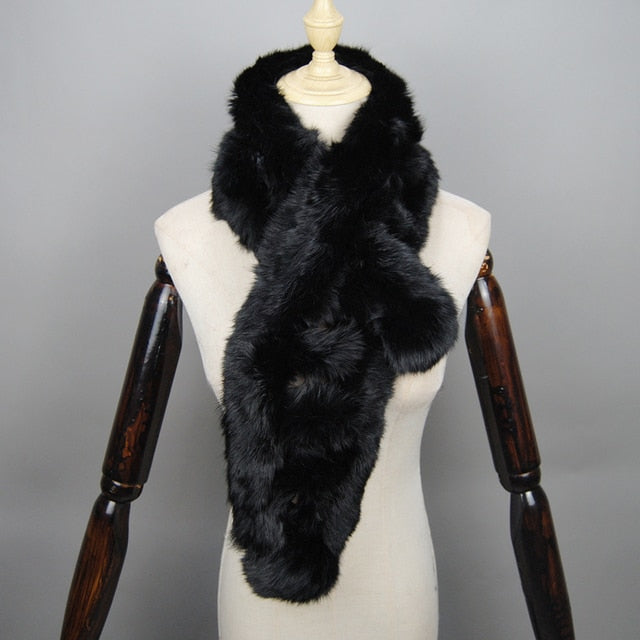 Winter Scarf Fluffy Pompoms Fur Scarves