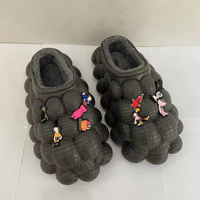 Furry Bubble Slides for Men /Women With Charms