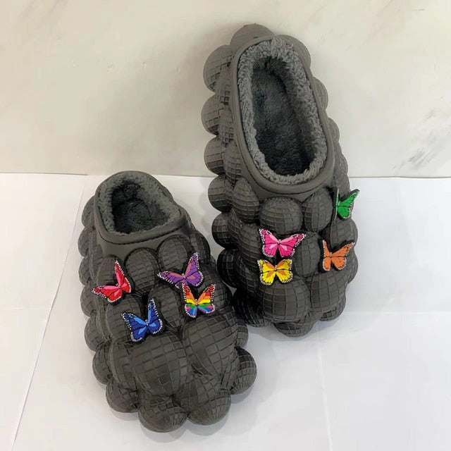 Furry Bubble Slides for Men /Women With Charms