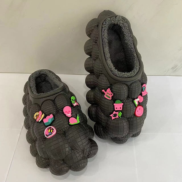 Furry Bubble Slides for Men /Women With Charms