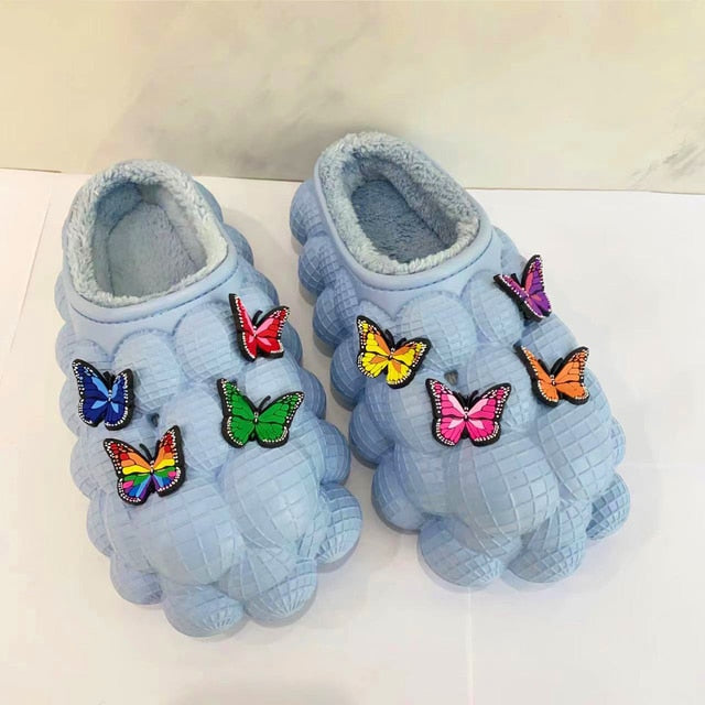 Furry Bubble Slides for Men /Women With Charms