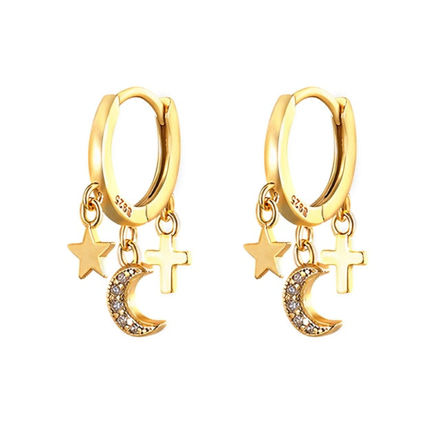 925 Sterling Silver Ear Buckle Small Hoop Earrings
