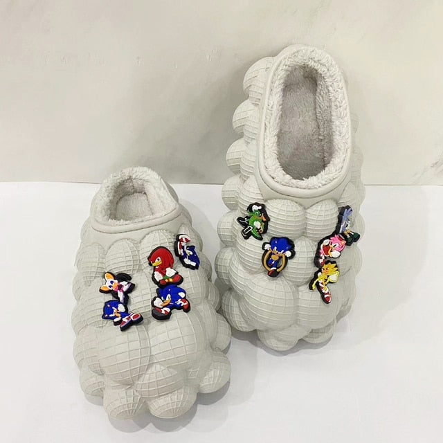 Furry Bubble Slides for Men /Women With Charms