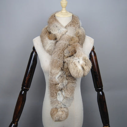 Winter Scarf Fluffy Pompoms Fur Scarves