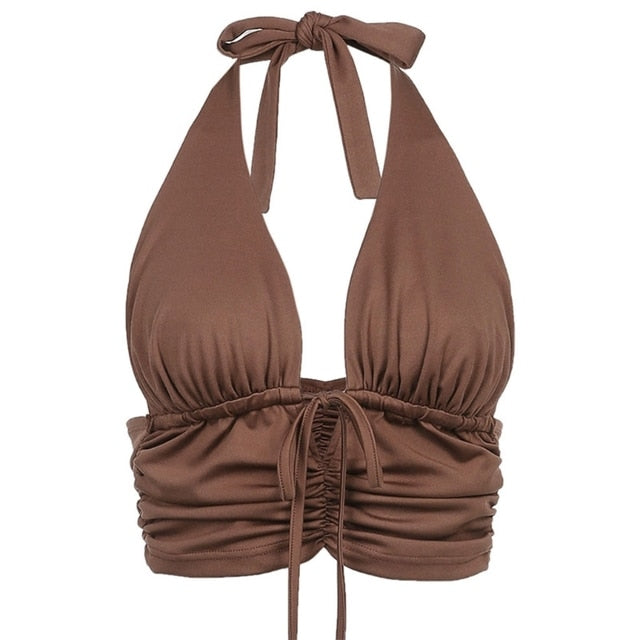 Vintage Y2k Halter Crop Top for Women