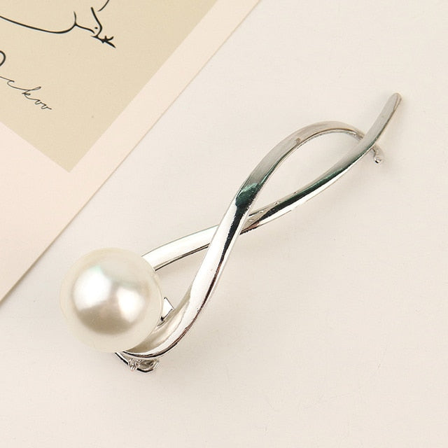 Metal Pearl Gold Hair Clip Diamond