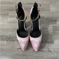 Silk Pump Heels Rhinestone Sandals