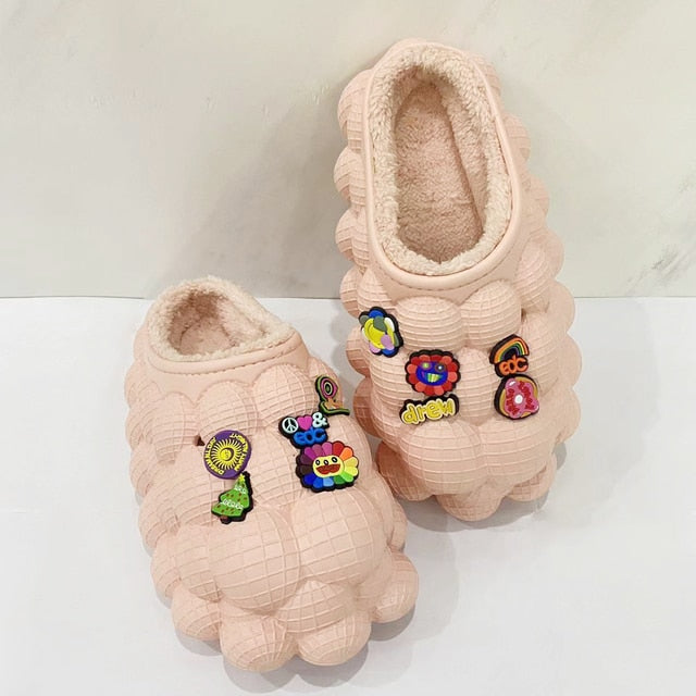 Furry Bubble Slides for Men /Women With Charms