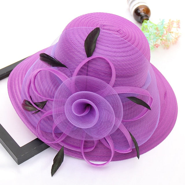 Elegant Flower Organza Hat For Women