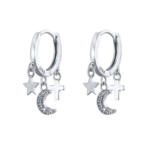925 Sterling Silver Ear Buckle Small Hoop Earrings