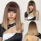 Synthetic Wig with Bangs Layered Natural Straight Wig for Women