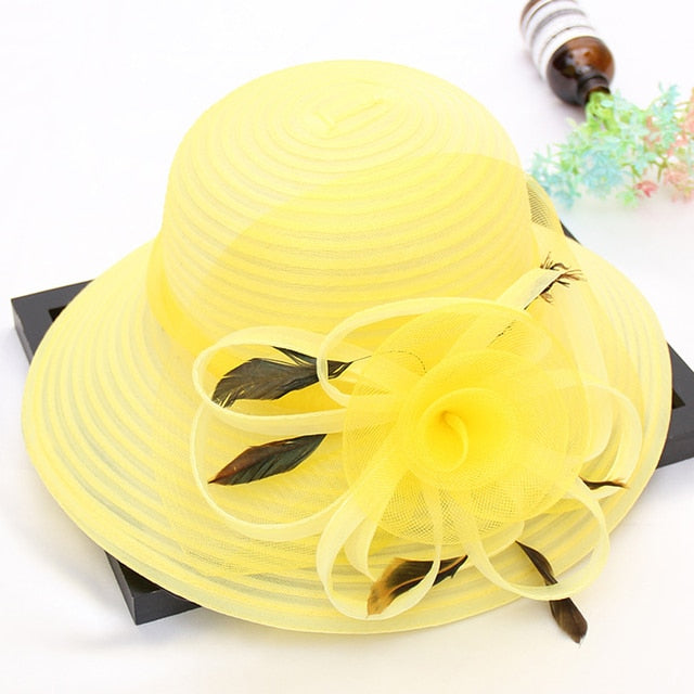 Elegant Flower Organza Hat For Women